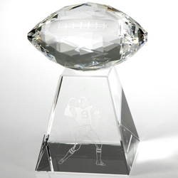 Optical Faceted Football w/ Tall Base (Medium)