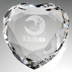 Optical Faceted Heart Paperweight