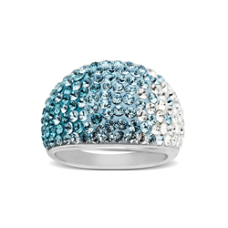 Sterling Silver Luminesse Aqua Crystal Dome Ring