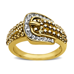 Gold Plated Sterling Silver Luminesse Yellow Crystal Buckle Ring