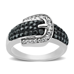 Sterling Silver Luminesse Blk Crystal Buckle Ring (DISCONTINUED)