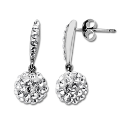 Sterling Silver Luminesse Clear Crystal Balldrop Earrings