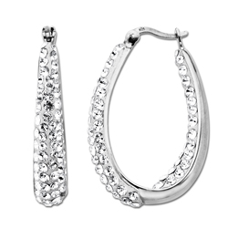 Sterling Silver Luminesse Clear Crystal Hoop Earrings