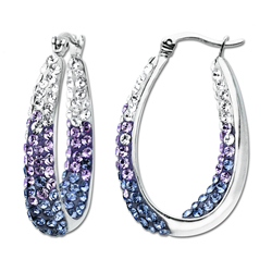 Sterling Silver Luminesse Purple Crystal Hoop Earrings