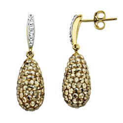 Gold Plated Sterling Silver Yellow Crystal Drop Earrings