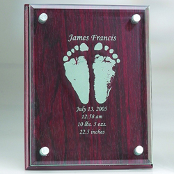 Rosewood Finish Plaque w/ Glass: 6' x 8'