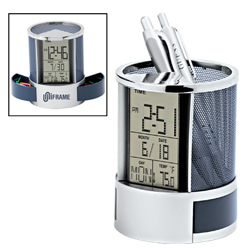 Pen Holding Alarm Clock w/ Calendar