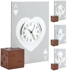 Glass Card Wooden Dice Clock