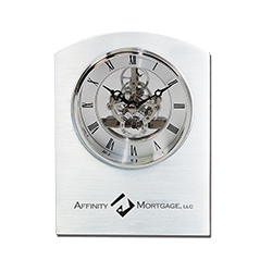 Moving Gear Clock in Brushed Aluminum Frame