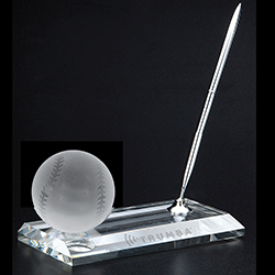 Crystal Ball with Pen Stand Set (Baseball)