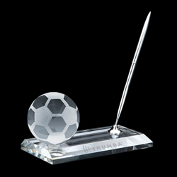Crystal Ball Pen Stand Set (Soccer)