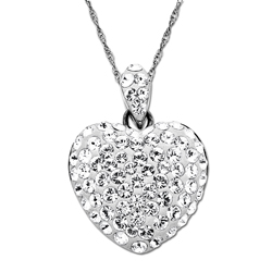 Sterling Silver Clear Crystal Heart Pendant