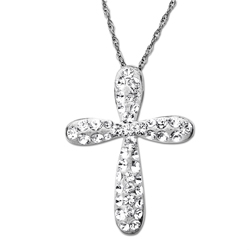 Sterling Silver Clear Crystal Cross Pendant