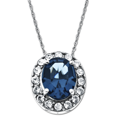 Sterling Silver Blue Round Crystal Pendant