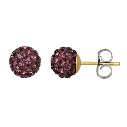 10KT gold 6.8MM Amethyst Crystal Ball Earrings