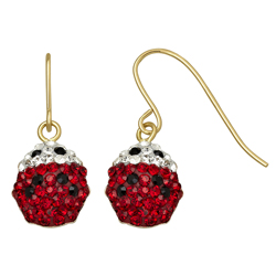 10KT Gold Ladybug Crystal Earrings