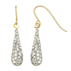 10KT Gold Drop Clear Crystal Earrings