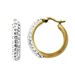 Sterling Silver/Gold Plated Clear Crystal Hoop Earrings