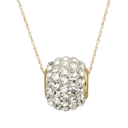 10KT Gold 11mm Clear Crystal Rollerball Necklace