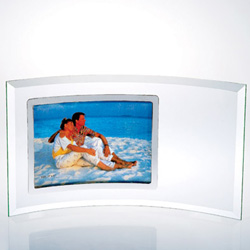 Curved Glass Horizontal Stainless Photo Frame Silver