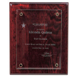 Piano Wood Finish Plaque w/ Beveled Glass