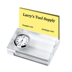 Crystal Card Holder w/ Clock