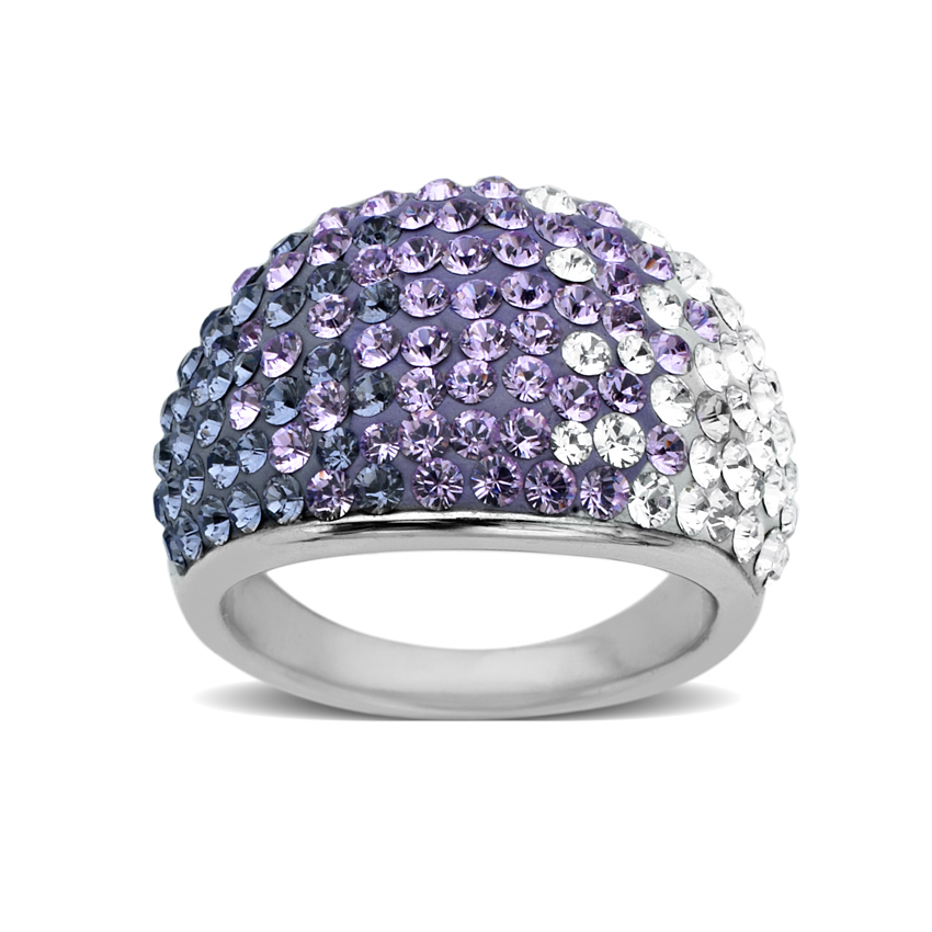 Sterling Silver Luminesse Purple Crystal Dome Ring Swarovski Sparkle